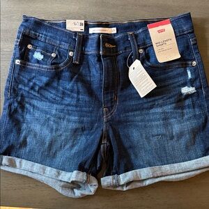 Levi's Women's Mid-Length Dark Blue Jean Shorts